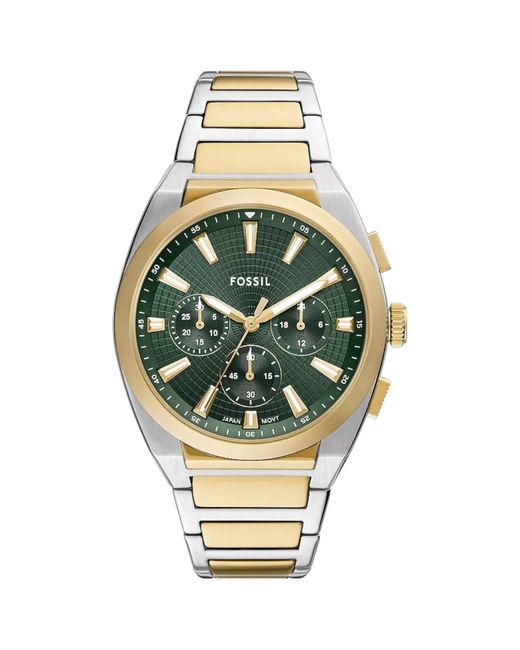 Fossil Metallic Everett Chronograph Two-tone Stainless Steel Watch for men