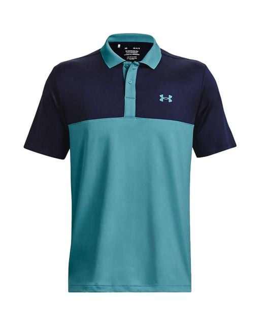 Under Armour S Ua Color Block 3.0 Performance Stretch Golf Polo Shirt Glacier Blue/midnight Navy Medium for men