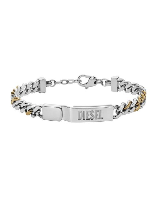 DIESEL Metallic All-gender Stainless Steel Id Chain Bracelet for men