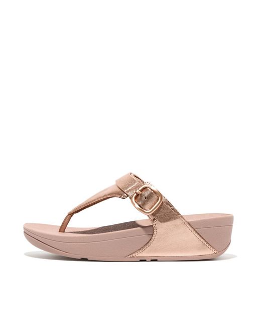 Fitflop Pink Lulu Adjustable Leather Toe Post Sandals