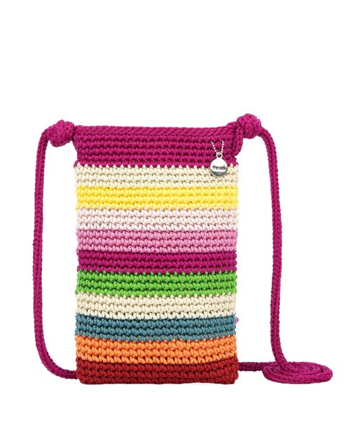 The Sak Pink Josie Mini Crossbody In Crochet With Adjustable Strap