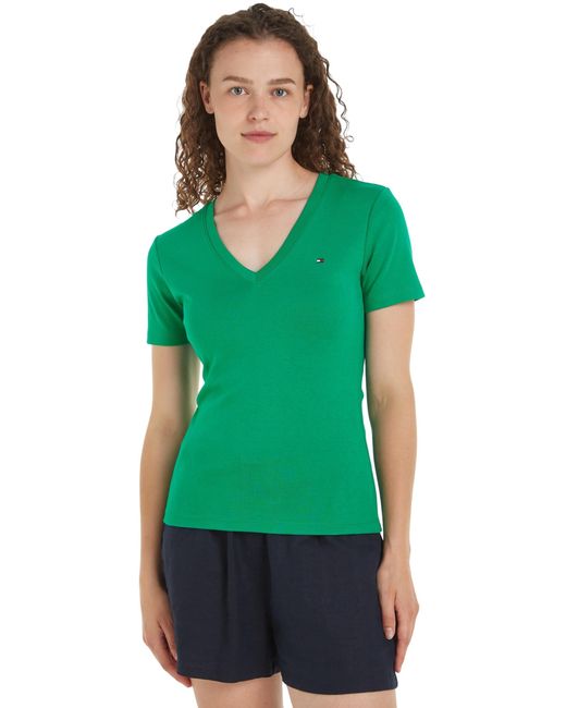 Camiseta de ga para Mujer Corta New Slim Cody V-Neck con Cuello de Pico Tommy Hilfiger de color Green