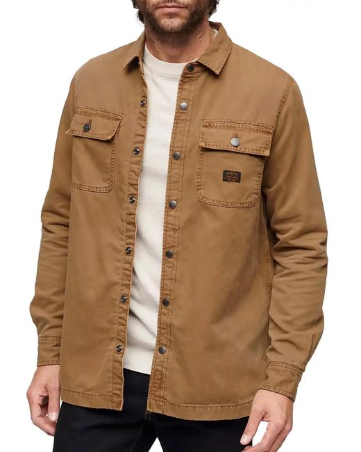Superdry S Canvas Workwear Overshirt Tan Brown for men