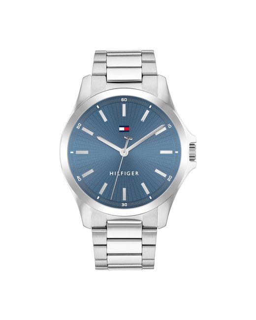 Reloj con Movimiento de Cuarzo de Tres Manecillas para Hombre con Correa de Acero Inoxidable Plateada - 1710670 Tommy Hilfiger de hombre de color Blue