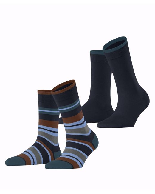 Esprit Blue Retro Stripe Multipack W So Cotton Patterned 2 Pairs Socks