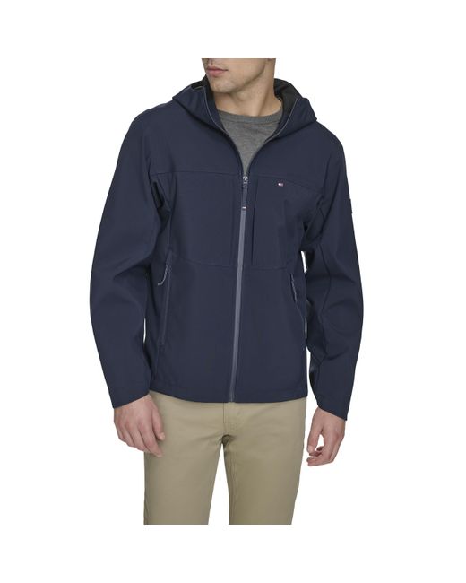 Tommy Hilfiger Men's Blue Softshell Rain Hoody Jacket