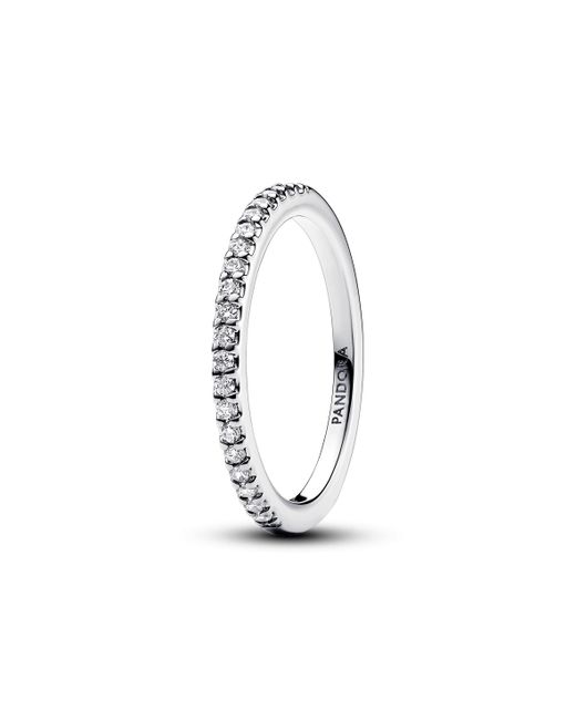 Pandora White Timeless Sterling Silver Eternity Ring With Clear Cubic Zirconia