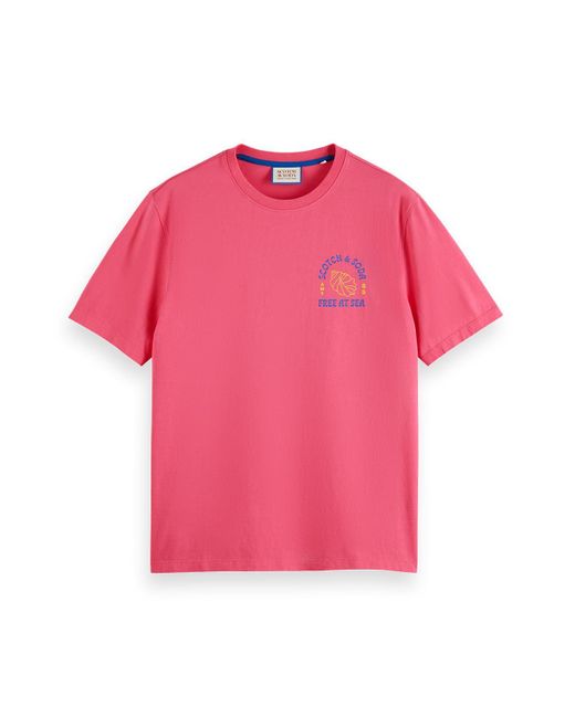Scotch & Soda Pink Left Chest Artwork T-shirt T-shirt for men