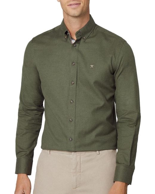 Hackett Green Flannel Multi Trim Shirt for men