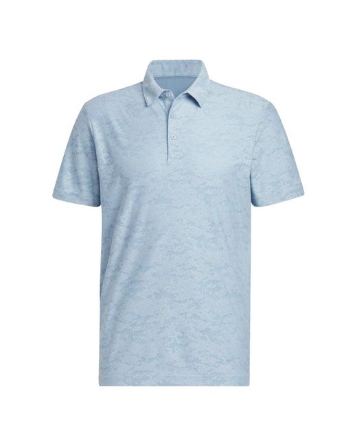 Adidas Blue Textured Jacquard Golf Polo Shirt for men
