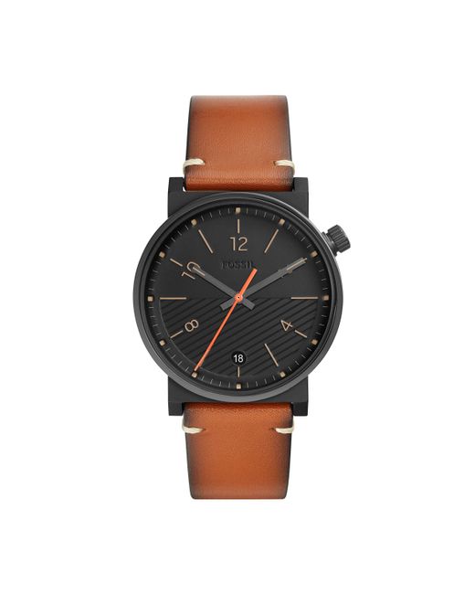 Fossil Leder Herren Analog Automatik Uhr mit Leder Armband ME3160 in  Schwarz für Herren - Sparen Sie 65% - Lyst