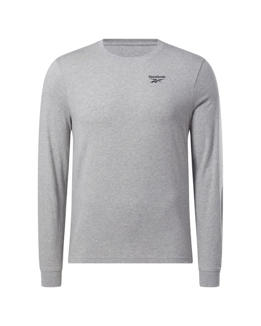 Reebok Gray Identity Left Chest Logo Long Sleeve Tee T-shirt for men