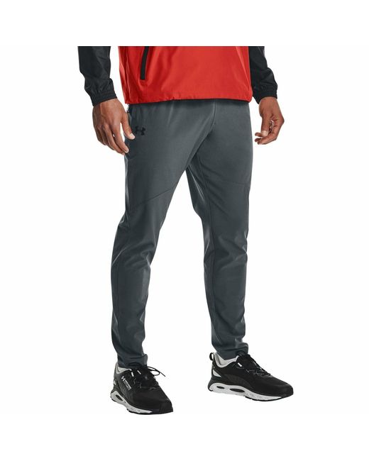 Under Armour Blue Stretch Woven Tapered Pants, for men