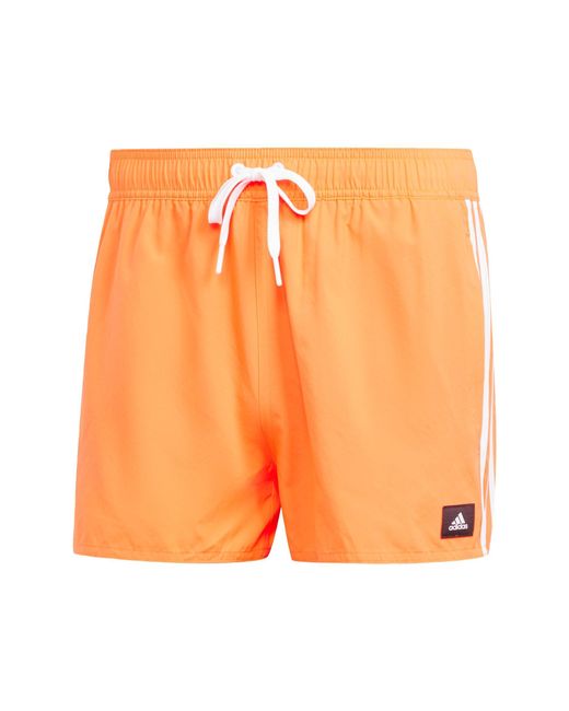 Adidas Orange 3-stripes Clx Length Swim Shorts Trunks for men