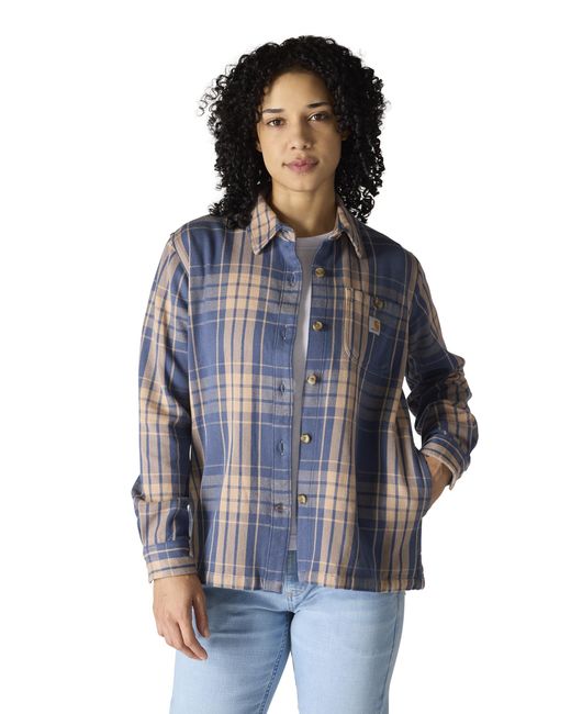 Carhartt Women's Blue Fiber Series Loose Fit Twill Plaid Shirt