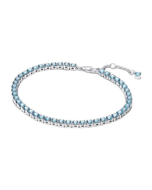 Pandora Blue Funkelndes Blaues Tennisarmband aus Sterling-Silber