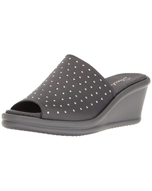 Skechers Gray Cali Rumblers Silky Smooth Wedge Sandal