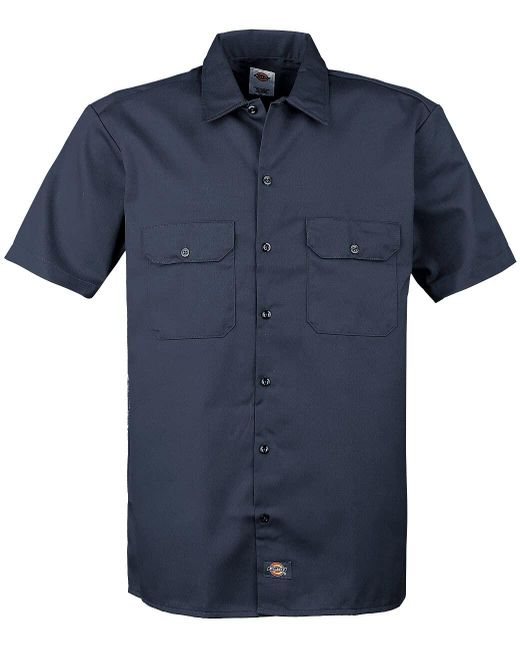 Dickies Blue Big-tall Short-sleeve Work Shirt,navy,4x for men