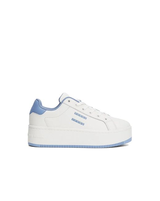 Donna Sneakers con Suola Preformata Flatform Zeppa di Tommy Hilfiger in White