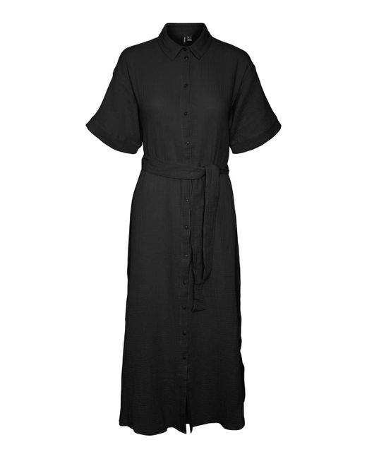Vmnatali Nia 2/4 Calf Shirt Dress Wvn Vestito di Vero Moda in Black