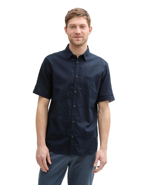 Tom Tailor Regular Fit Kurzarmhemd mit Karomuster in Blue für Herren