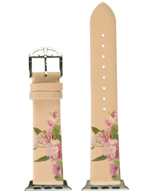 Ted Baker Pink Floral Printed Leather Strap For Apple Watch®
