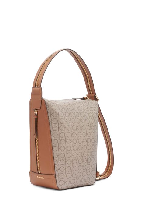 Calvin Klein Brown Moss Convertible Sling Backpack & Hobo Shoulder Bag