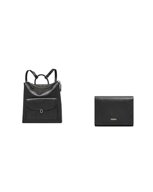 Parker Sac en cuir noir et portefeuille Logan Fossil en coloris Black