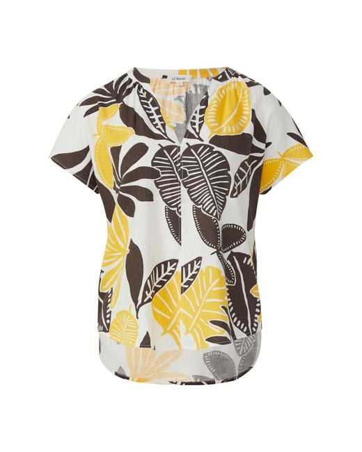 S.oliver Multicolor Ärmellose Bluse aus Leinenmix im Relaxed Fit Ecru 48