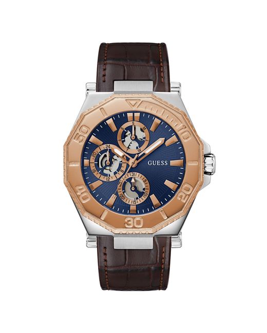 Guess Uhr Armbanduhr Prime GW0704G2 Leder in Metallic für Herren