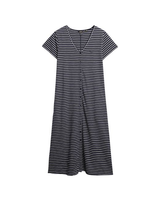 Superdry Blue Short Sleeve Button Down Jersey Midi Dress