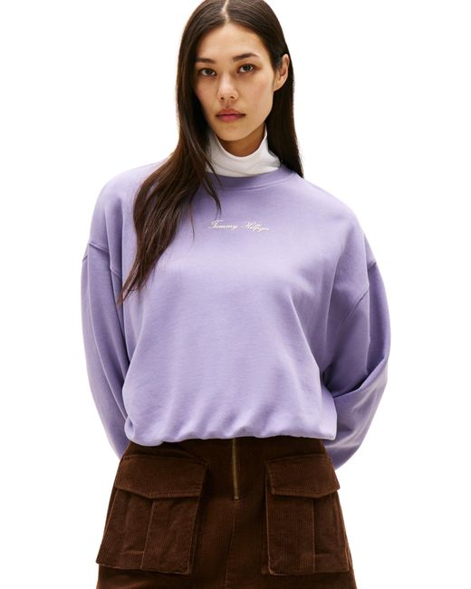 Tommy Hilfiger Classic Script Terry Sweatshirt Ww0ww48269 Pullover Sweatshirt in het Purple