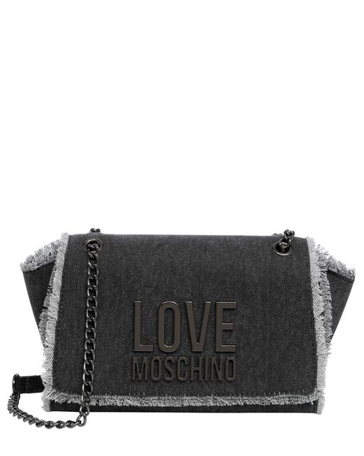 Love Moschino Black Metal Logo Shoulder Bag