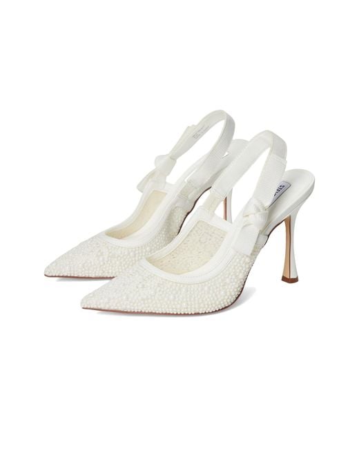 Steve Madden White Sheer Lace Slingback Bow Heels