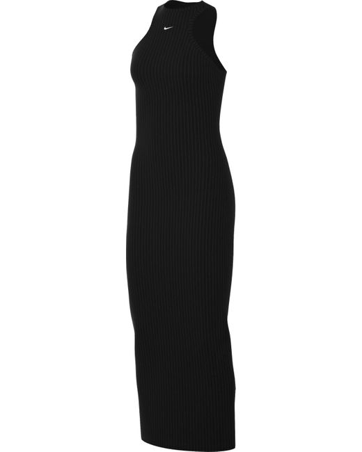 Damen Sportswear Chll Knt Rib Midi DRS Vestido Nike de color Black
