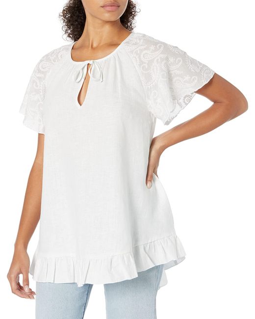 Guess White Short Sleeve Amika Tunic Top