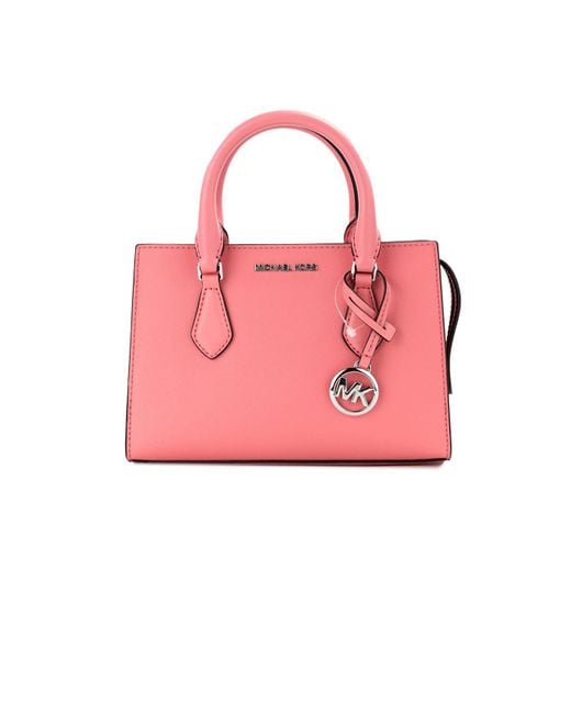 Michael Kors Pink Sheila Small Tea Rose Vegan Leather Center Zip Satchel Purse Bag