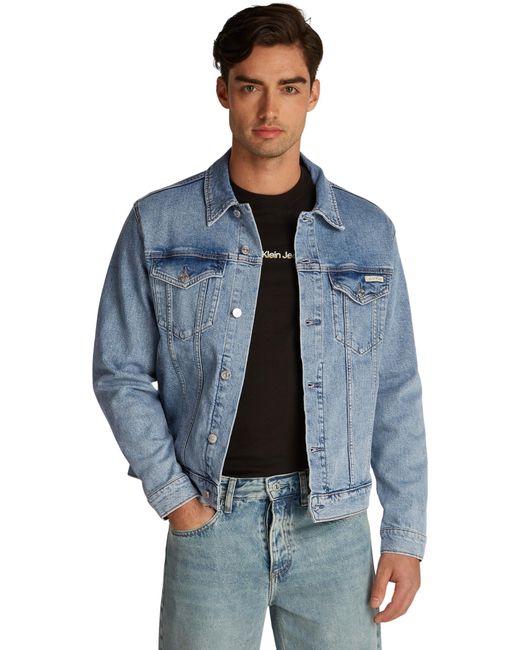 Calvin Klein Jeans Slim Denim Jacket J30j326552 Trucker Jacket in het Blue voor heren