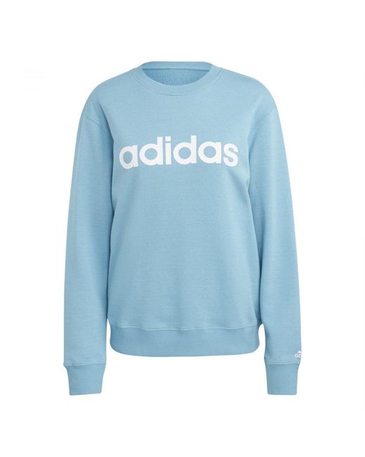 Adidas W Lin Ft Swt Sweatshirt Voor Blauw/wit S in het Blue