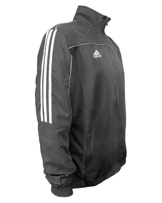 Adidas Black Stripes 100% Polyester Long Sleeve Light Track Jacket - Grey White for men