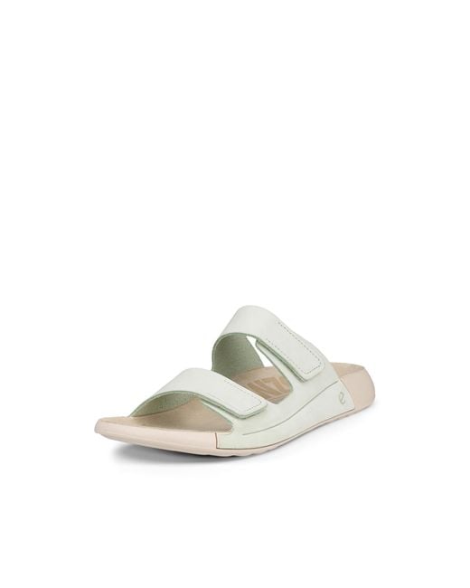Ecco White Cozmo S Velcro Mint Green S Slide Sandals 206823-02579