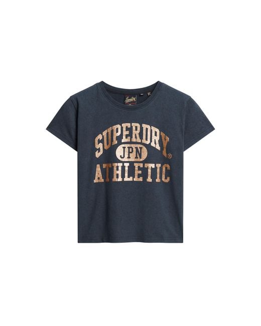Superdry Blue College Scripted Graphic Tee T-shirt