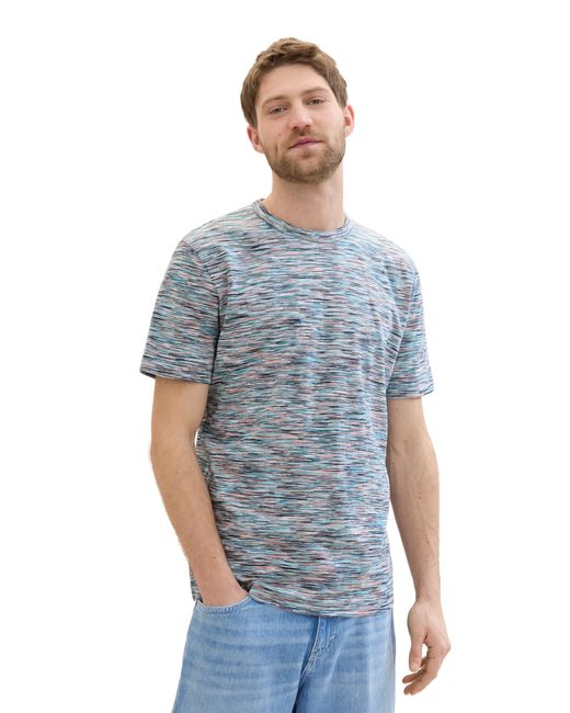 Tom Tailor T-Shirt in Space Dye Optik in Blue für Herren