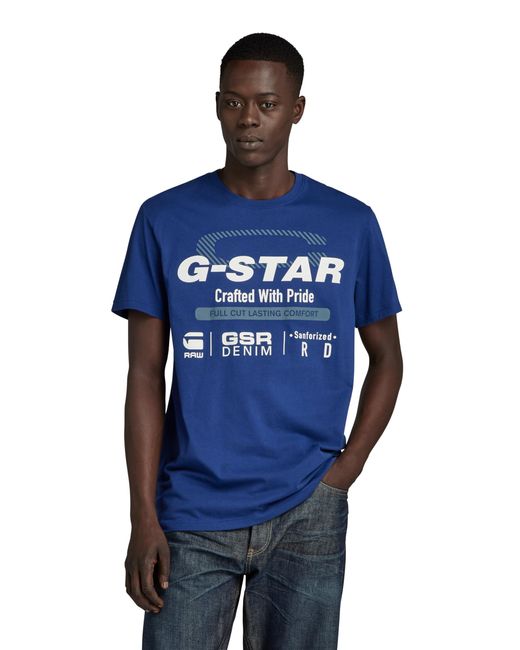 G-Star RAW Old Skool Originals R T-shirts Voor in het Blue voor heren