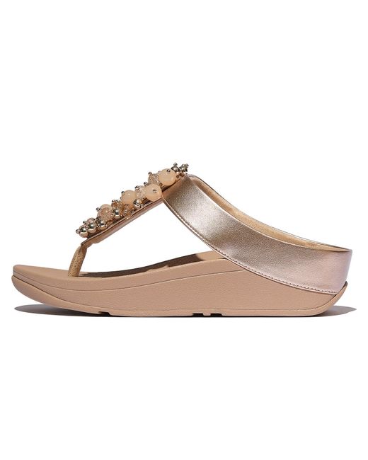 Fitflop Brown Fino Bauble-bead Toe-post Sandals
