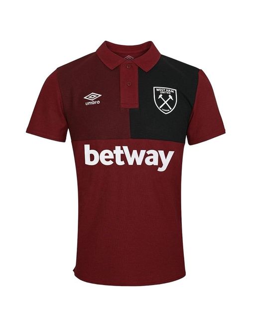 Umbro Red 2023-2024 West Ham Cvc Polo Football Soccer T-shirt for men