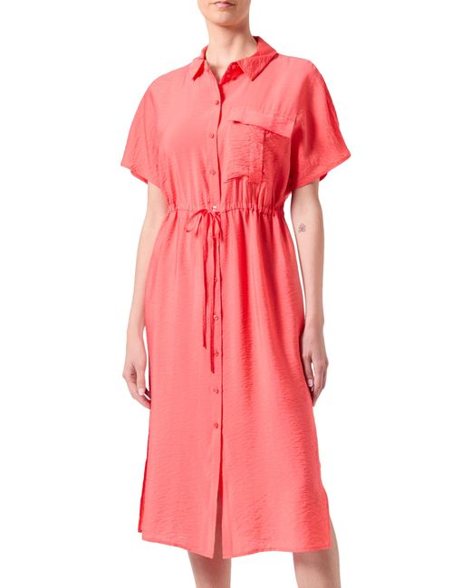 Vmiris S/S Shirt Calf Dress Wvn Ga Noos Keid di Vero Moda in Red