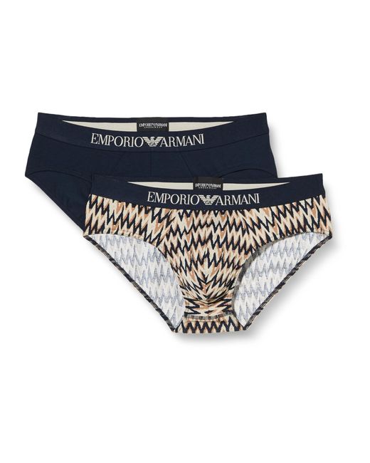 Emporio Armani Stretch Cotton Classic Pattern Mix 2pack Briefs in Blue für Herren