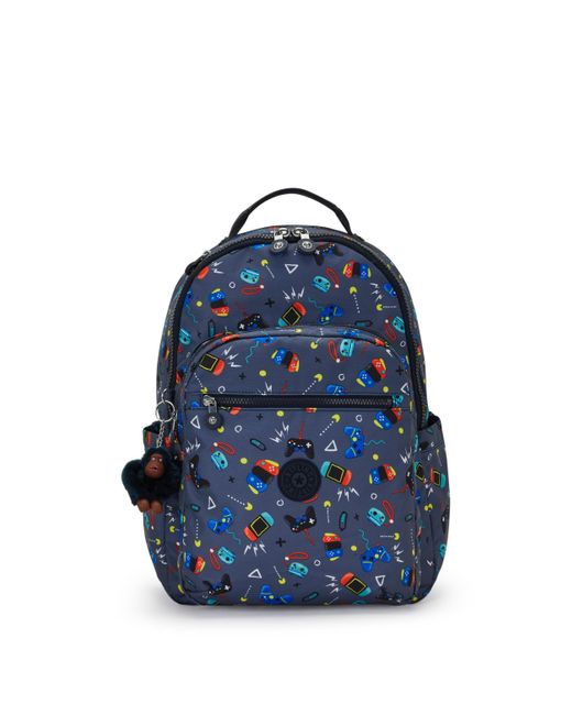 Kipling Blue Back To School Print Seoul Large Backpack L Gaming Grey