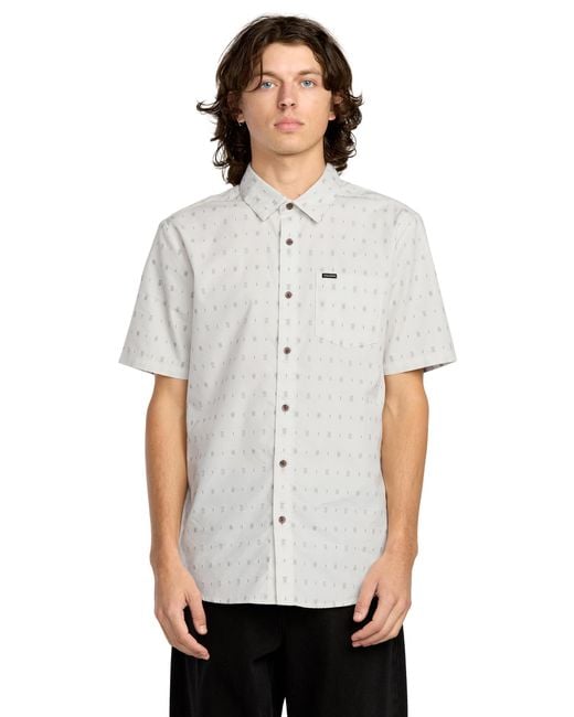 Volcom White Bankstone Short Sleeve Woven Button Down Shirt for men